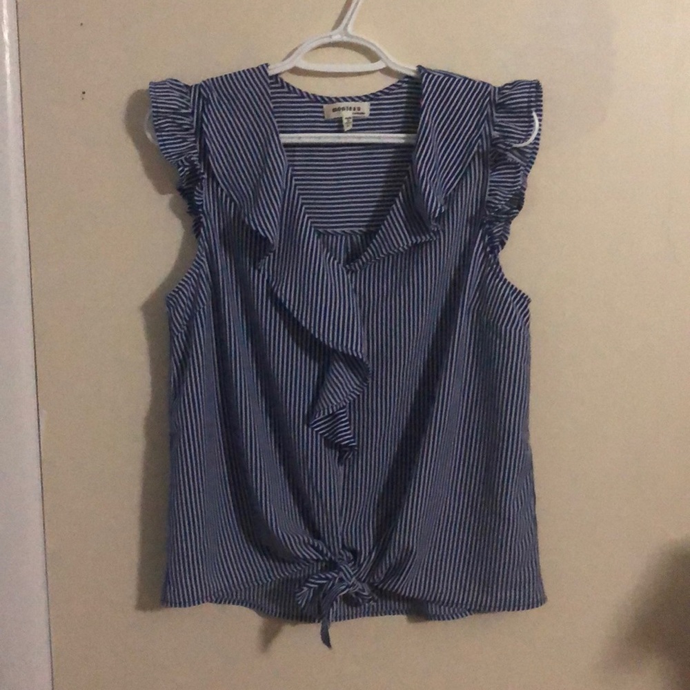 White and blue blouse